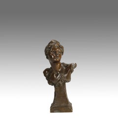 Late 19th Century Art Nouveau Bronze "Bust of a Lady" by Ernest Barrias