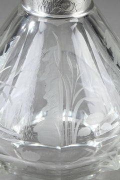 Late 19th Century Art Nouveau Crystal and Silver Flask