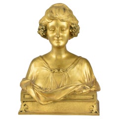 Late-19th Century Art Nouveau Gilt Bronze Bust by Maurive Bouval