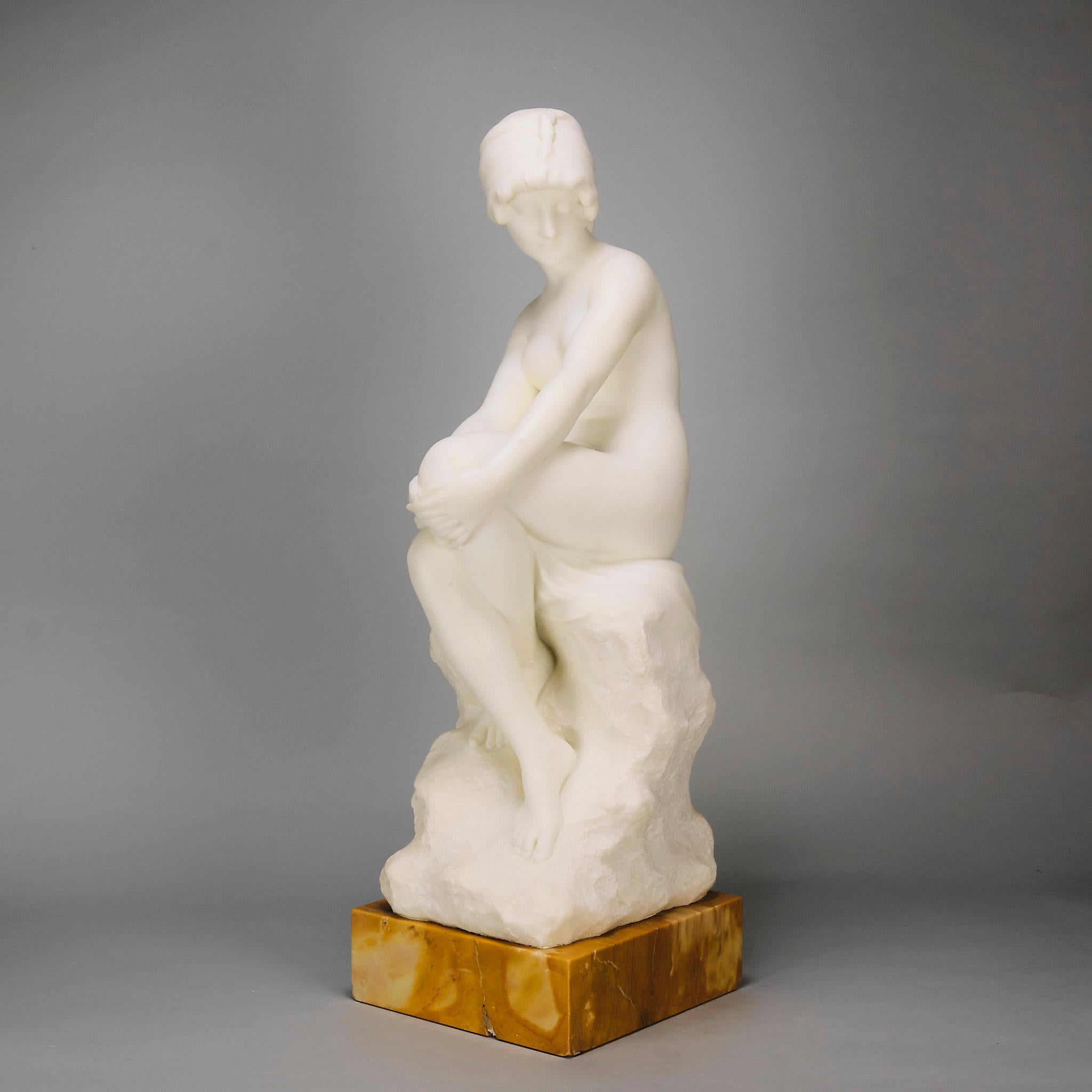 Intagliato Scultura in marmo Art Nouveau della fine del XIX secolo 