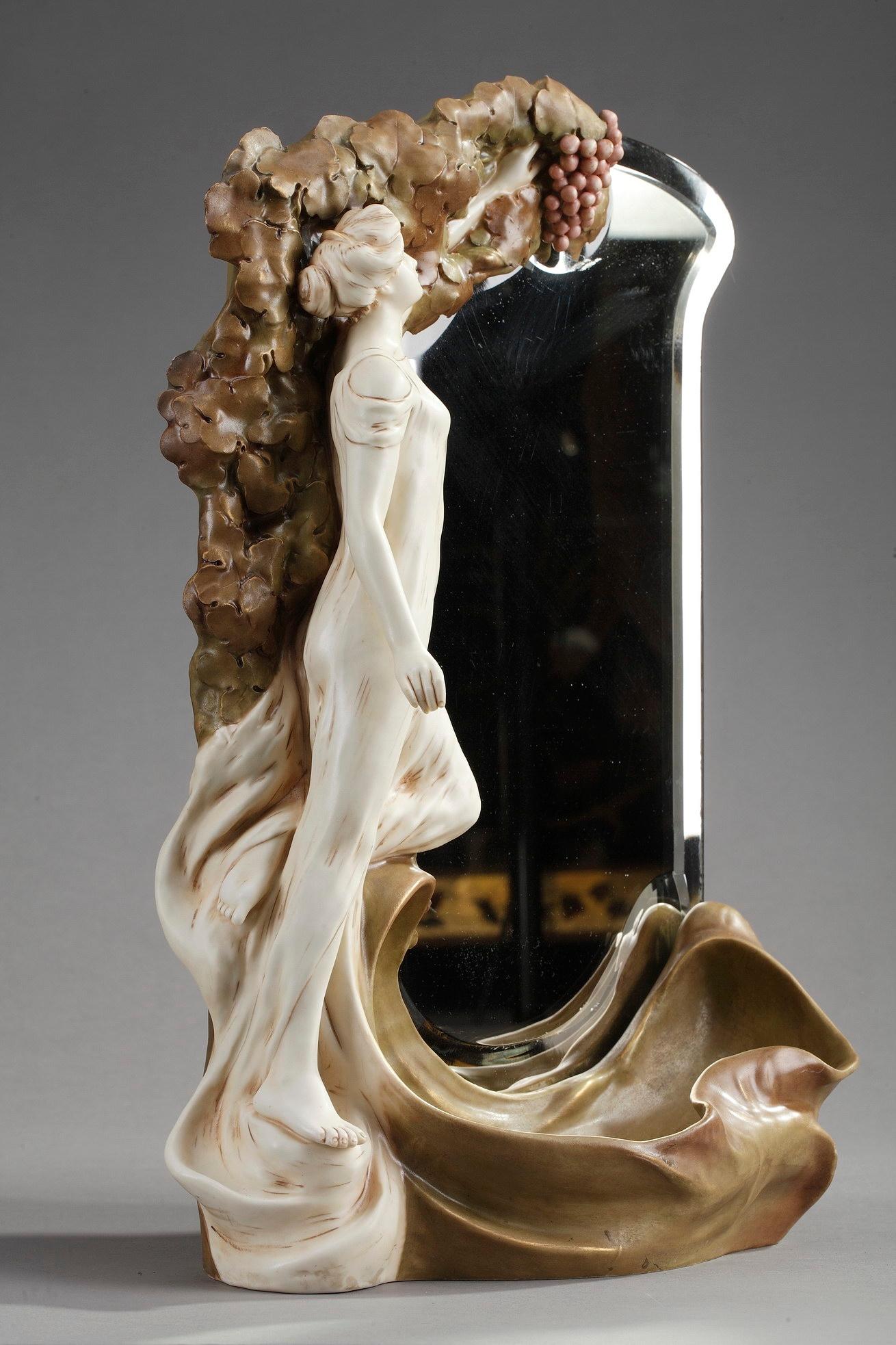 Miroir Art Nouveau de la fin du 19ème siècle par Royal Dux Bohemia 5