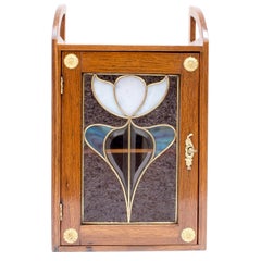 Late 19th Century Art Nouveau Oak Hanging Wall Cabinet