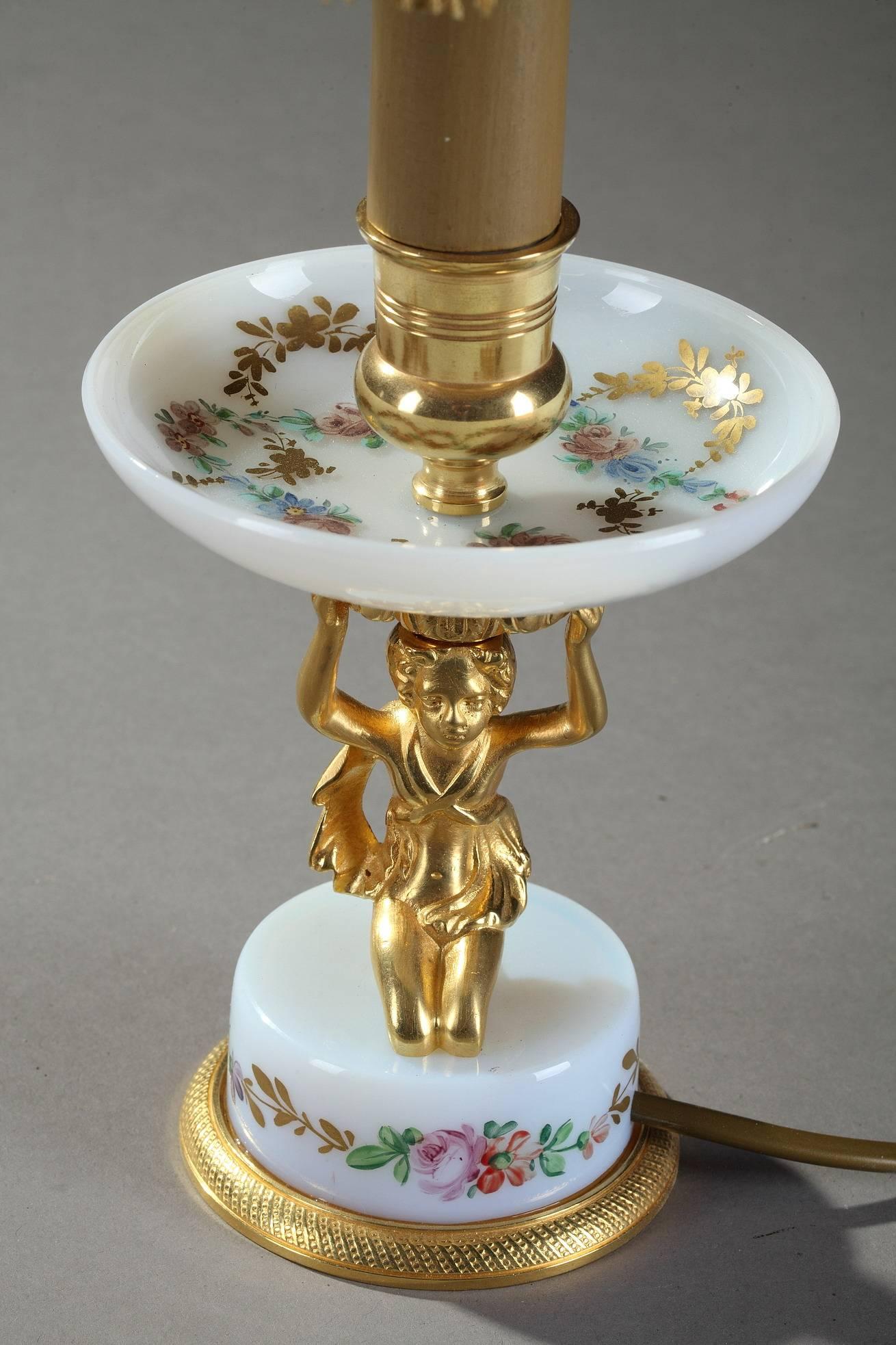 Late 19th Century Art Nouveau Opaline Table Lamp (Art nouveau)