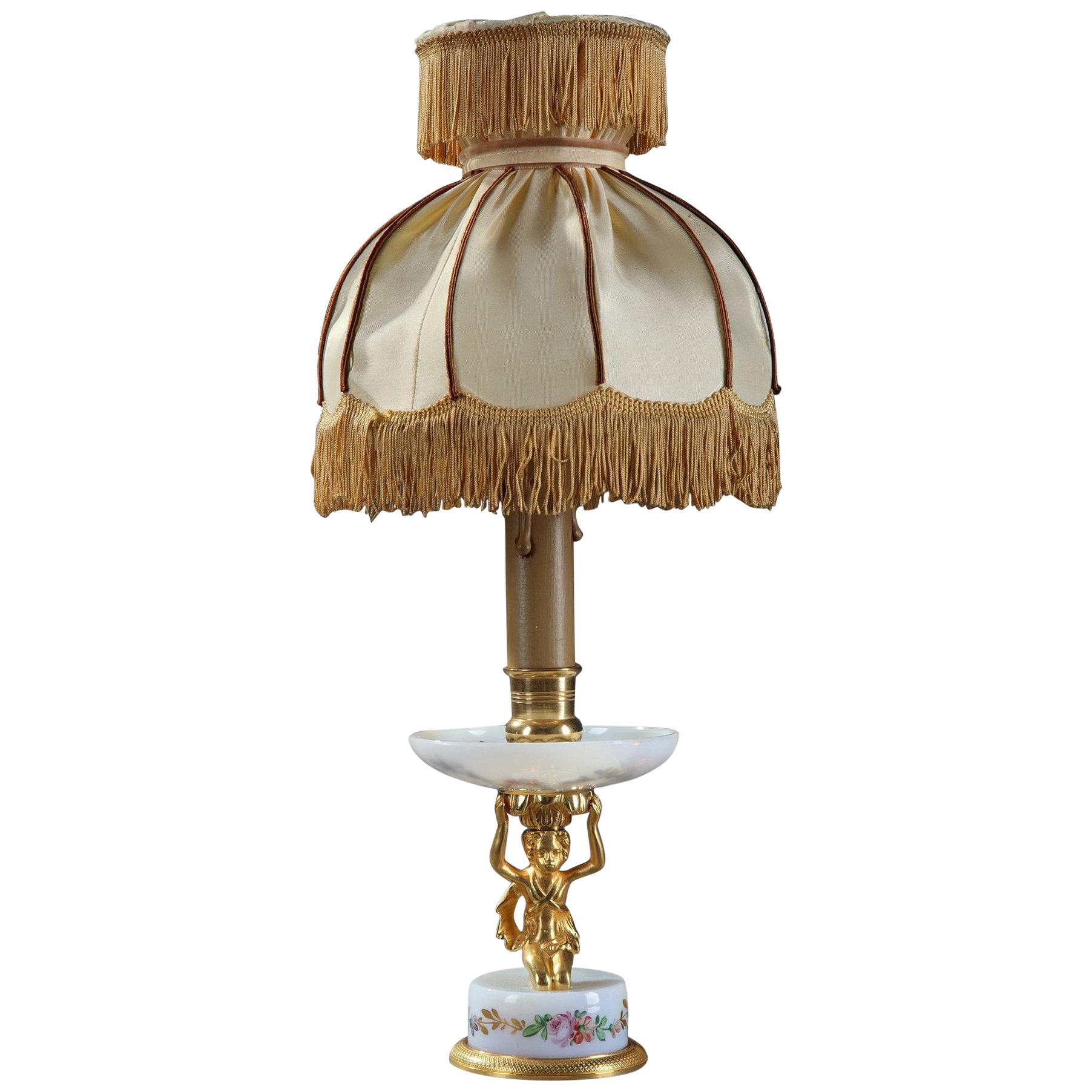 Late 19th Century Art Nouveau Opaline Table Lamp