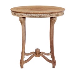 Late 19th Century Art Nouveau Oval Carved Oak Side Table