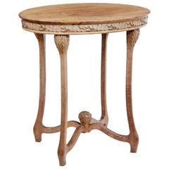 Late 19th Century Art Nouveau Oval Carved Oak Side Table