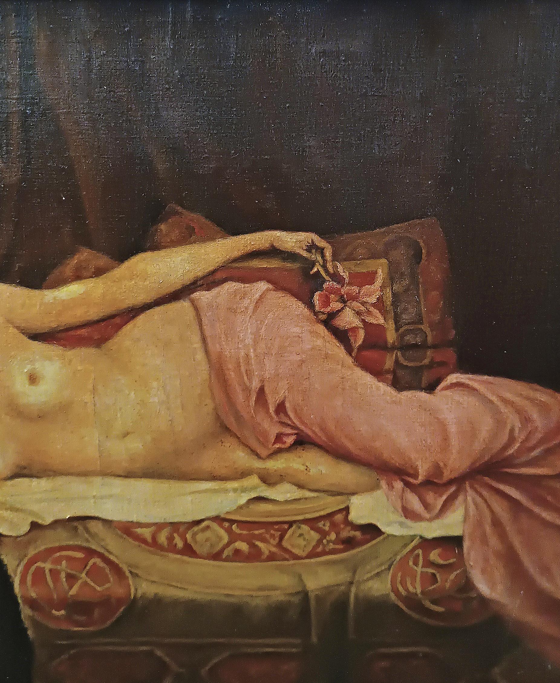 LATE 19th CENTURY ART NOUVEAU PAINTING OF A FEMALE NUDE (French) im Angebot