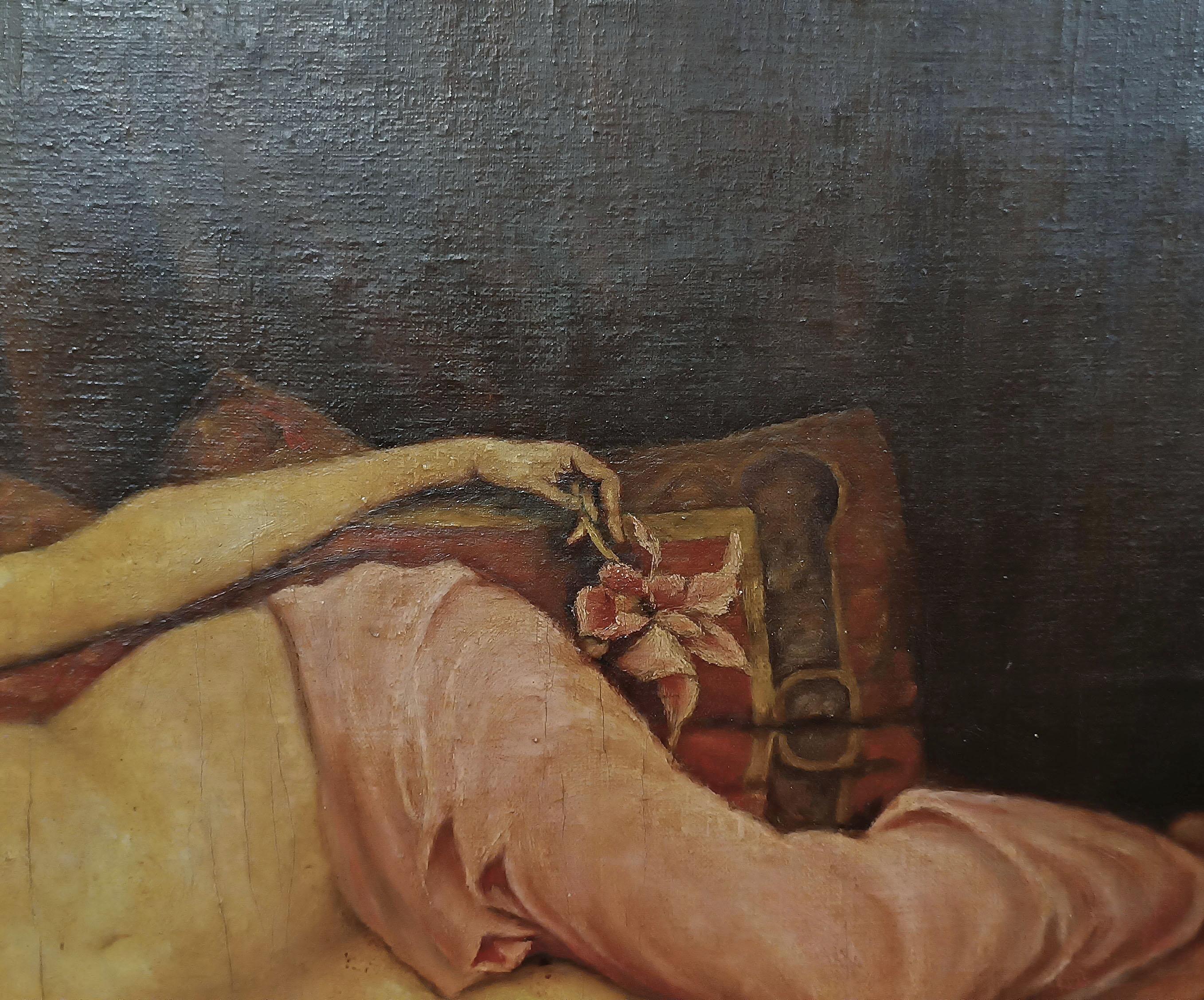 LATE 19th CENTURY ART NOUVEAU PAINTING OF A FEMALE NUDE (19th Century) im Angebot
