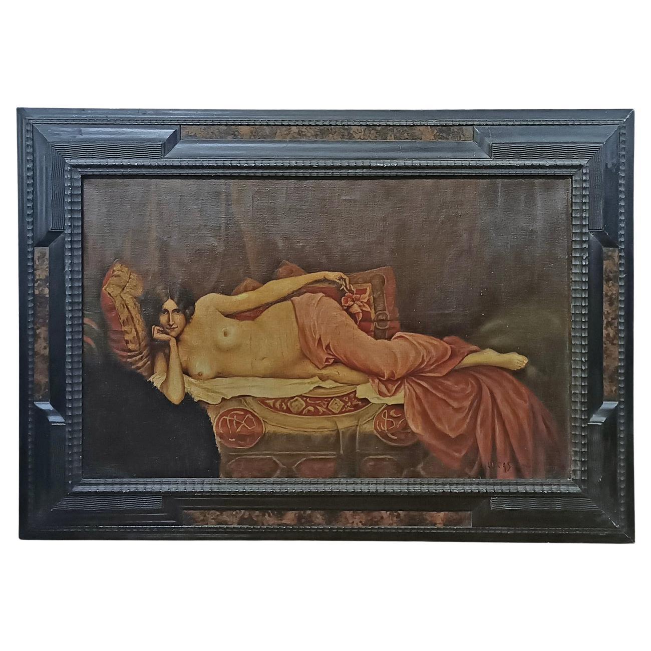 LATE 19th CENTURY ART NOUVEAU PAINTING OF A FEMALE NUDE