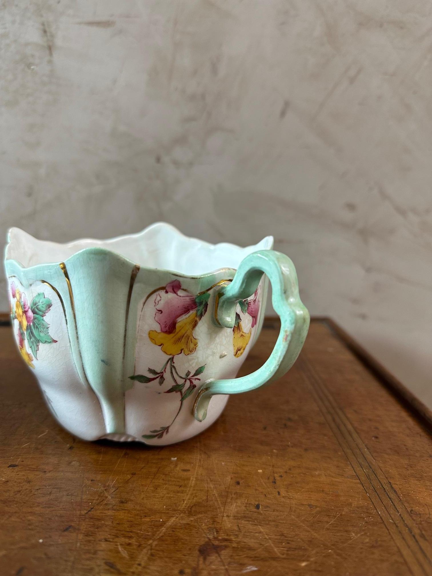 Late 19th century Art Nouveau Pair of Earthenware Tea Cups, 1900s For Sale 6