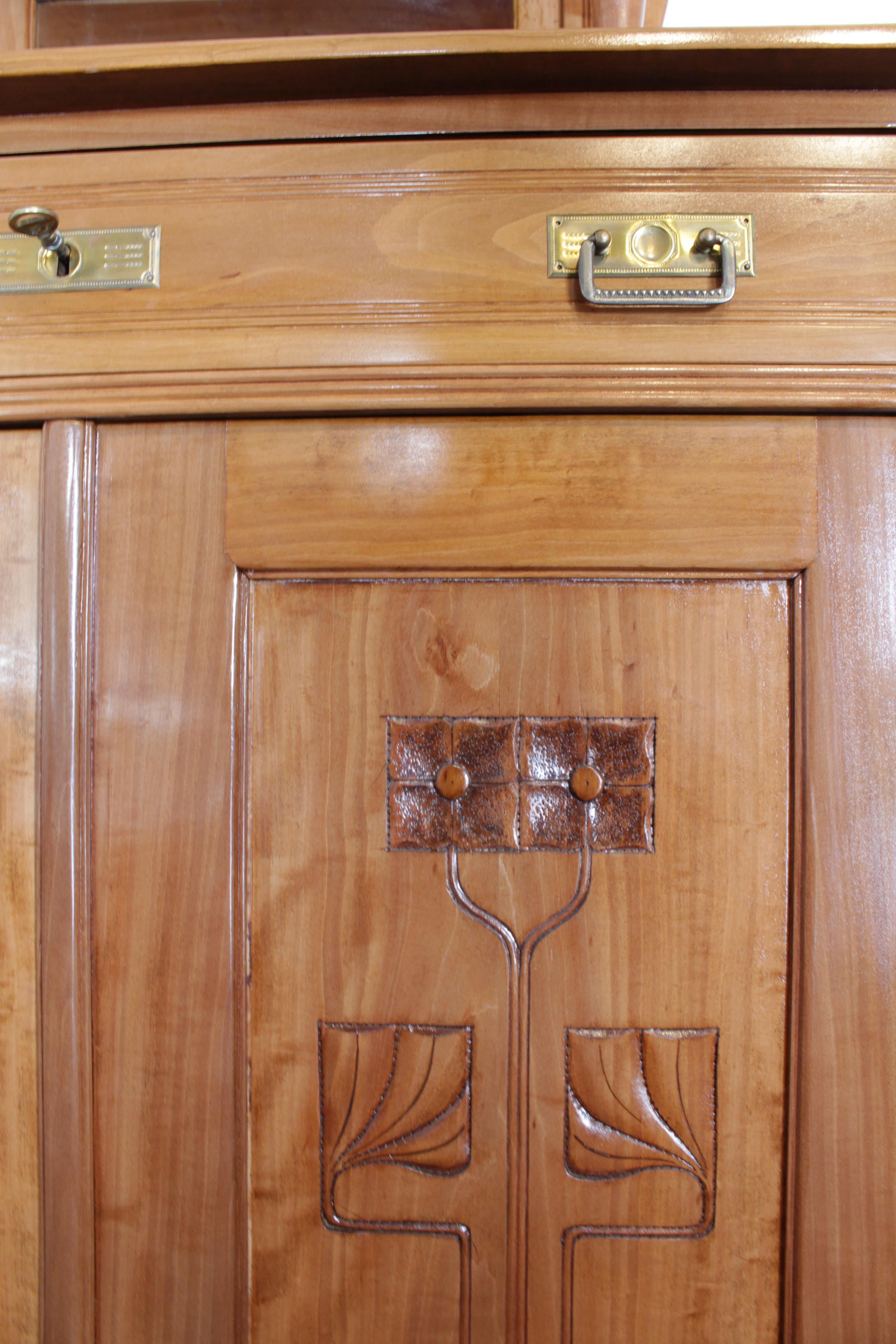 Late 19th Century Art Nouveau Plum-Wood Cabinet or Vertiko (Poliert)