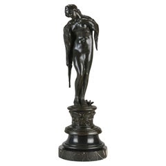 Late 19th Century Art Nouveau Sculpture "Girl in Cloak" by Vernon March