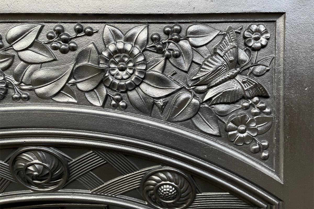 Victorian Late 19th Century Arts and Craft Cast Iron Bedroom Fireplace