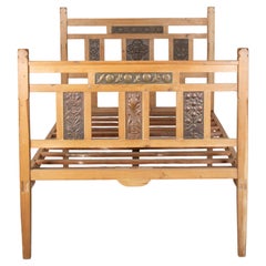 Late 19th Century Arts and Crafts Pine Double Bed