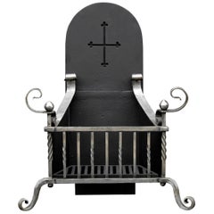 Late 19th Century Arts & Crafts Polished Wrought Iron Firegrate