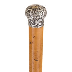 Late 19th Century Arts & Crafts Style Silver Mounted Walking Stick