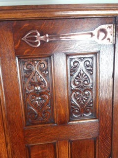 Late 19th Century Arts & Crafts Two-Door Hall Wardrobe with Ornate Mounts