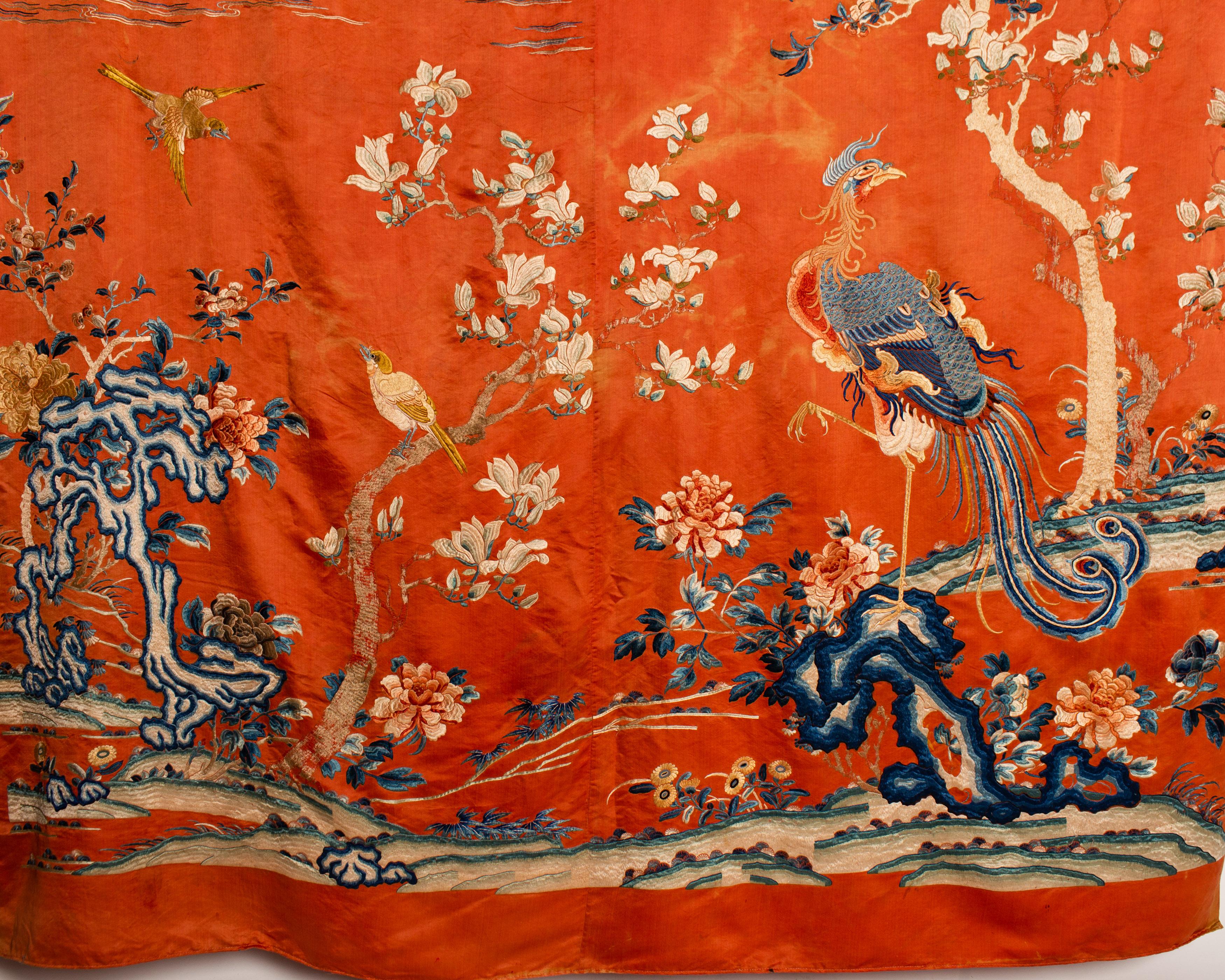 Qing Dynasty Late 19Th Century Asian Antique Silk Hand Embroidered Wall Hanging  2