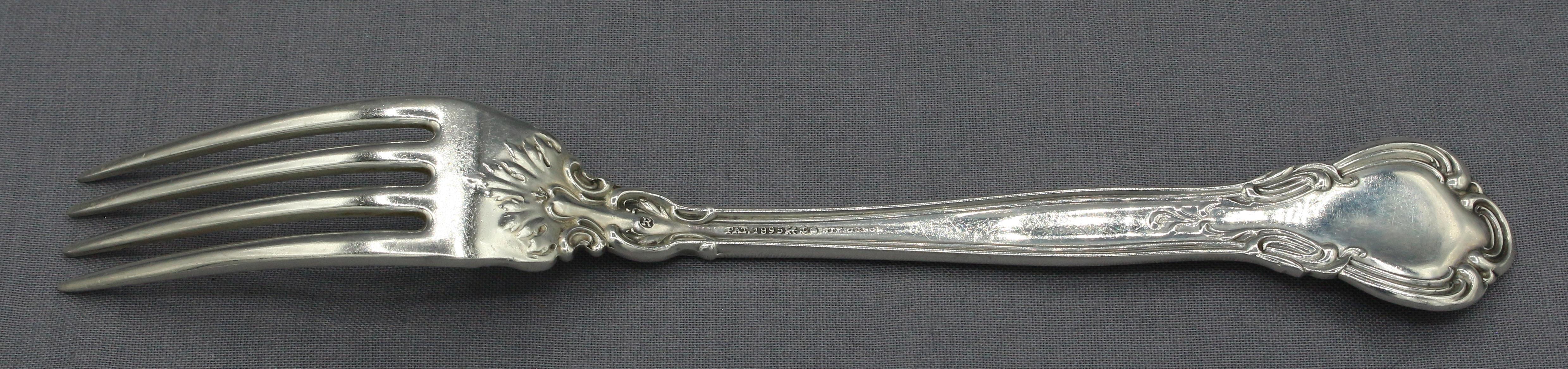 Rococo Late 19th Century Assembled Set of 7 Sterling Silver Luncheon Forks by Gorham For Sale