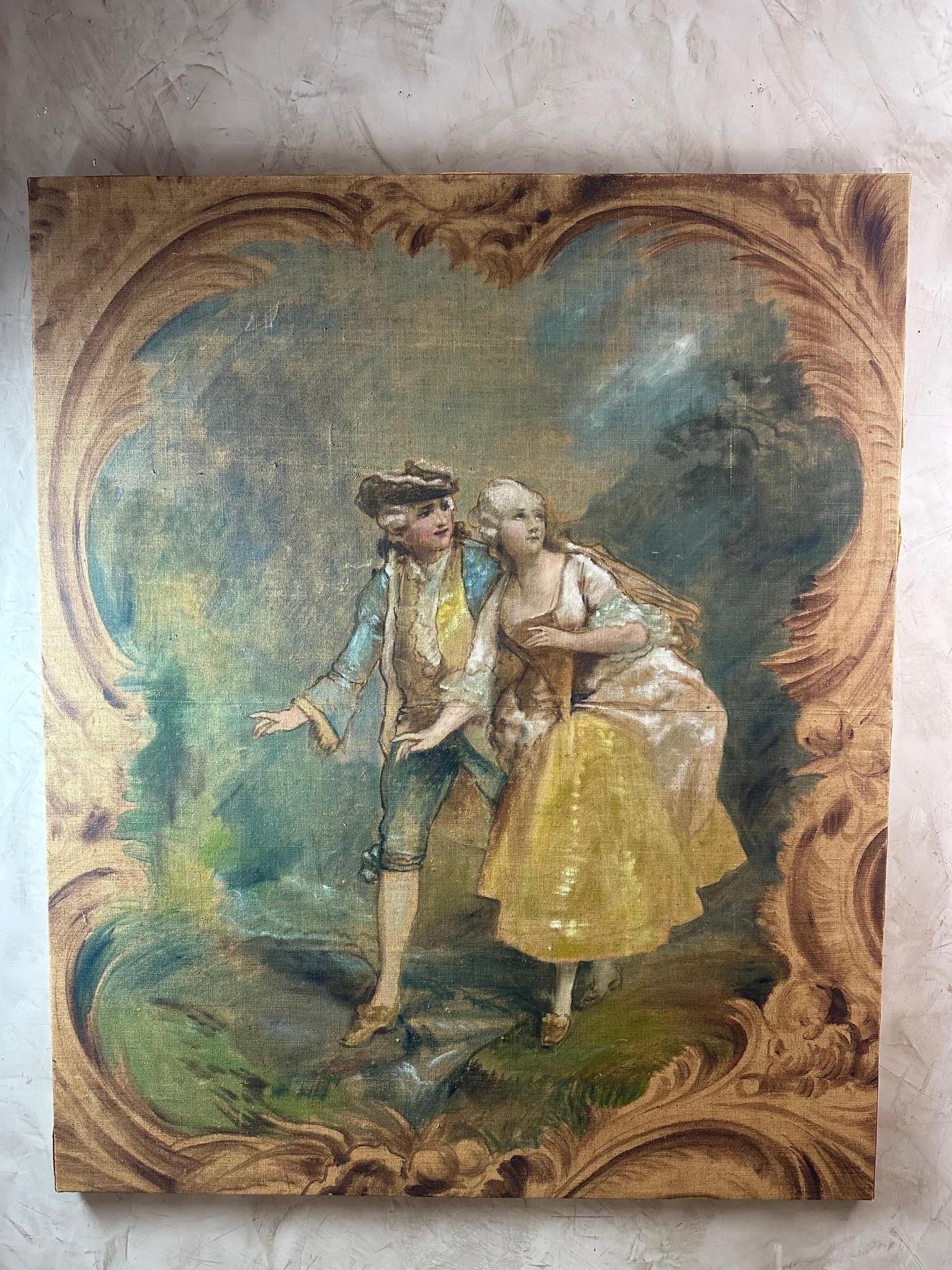 Louis XV Fin du XIXe siècle Attribué à Theodore Levigne Huile sur toile, 1890s en vente