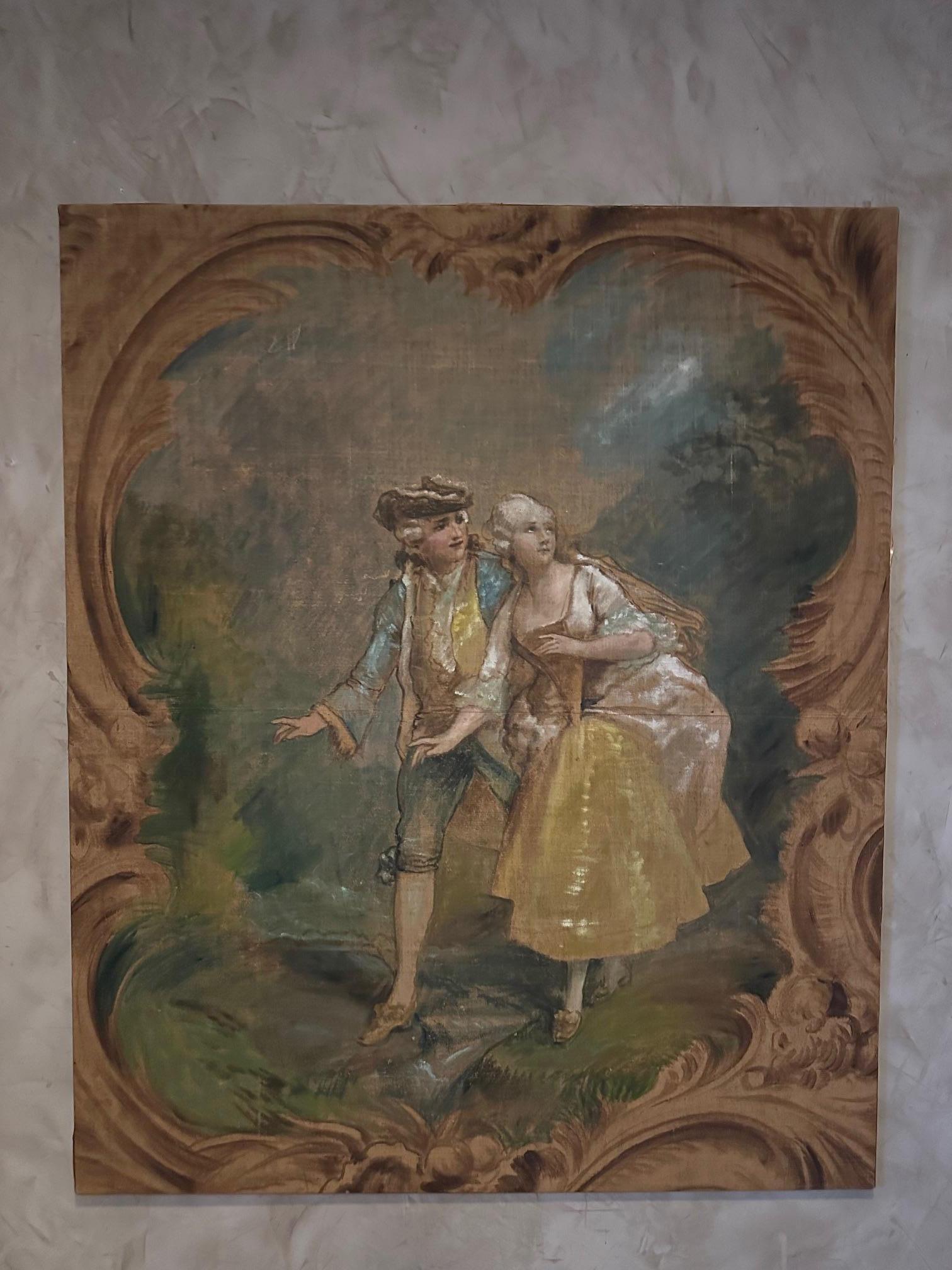 Français Fin du XIXe siècle Attribué à Theodore Levigne Huile sur toile, 1890s en vente