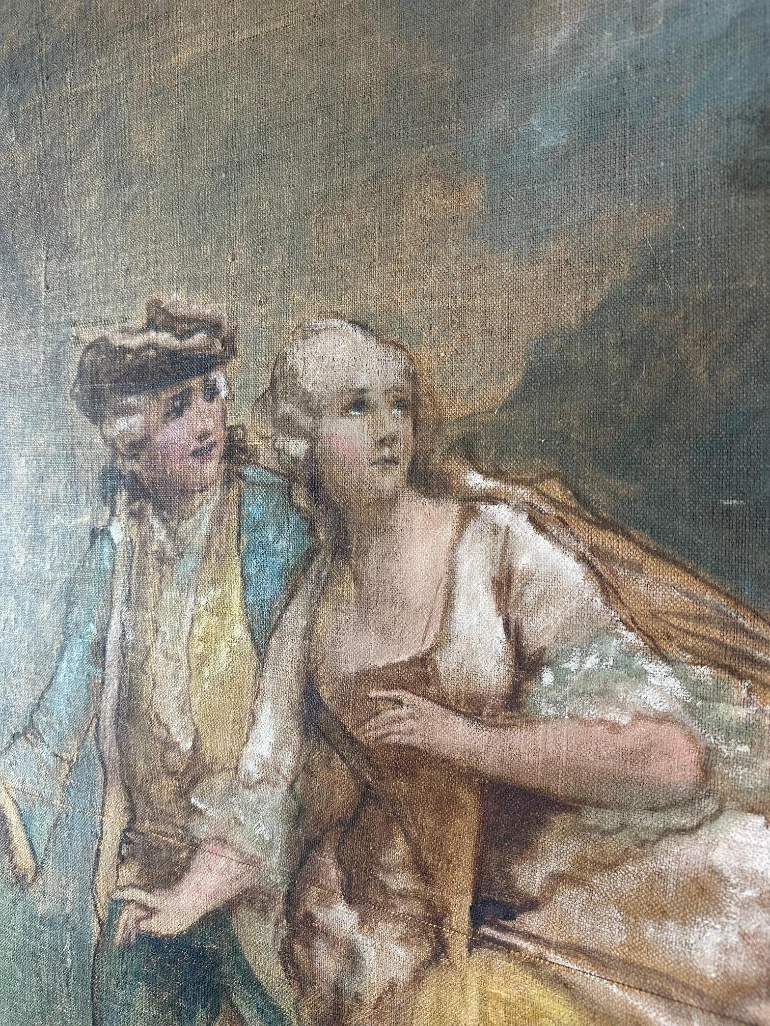 Toile Fin du XIXe siècle Attribué à Theodore Levigne Huile sur toile, 1890s en vente