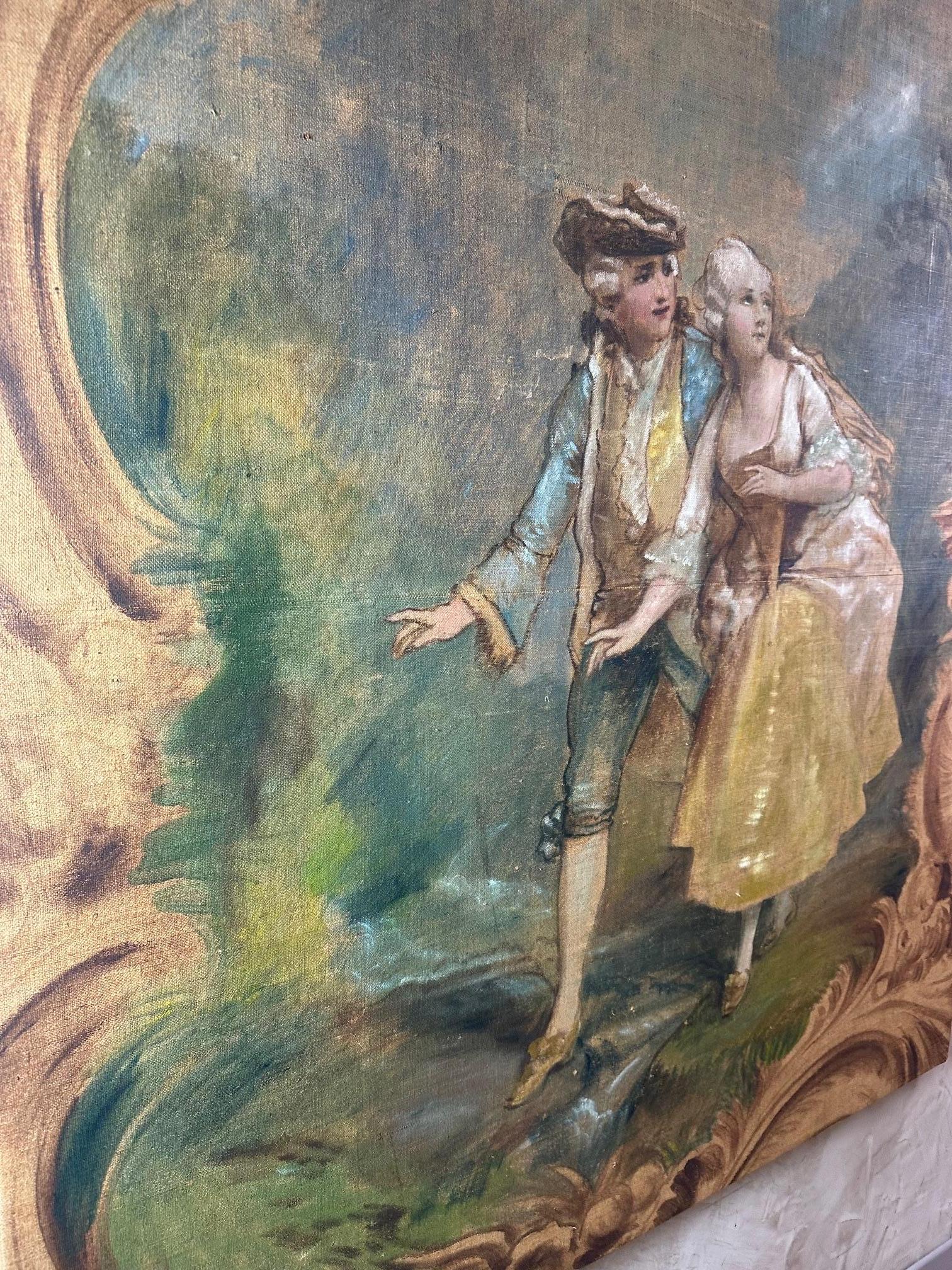 Fin du XIXe siècle Attribué à Theodore Levigne Huile sur toile, 1890s en vente 1