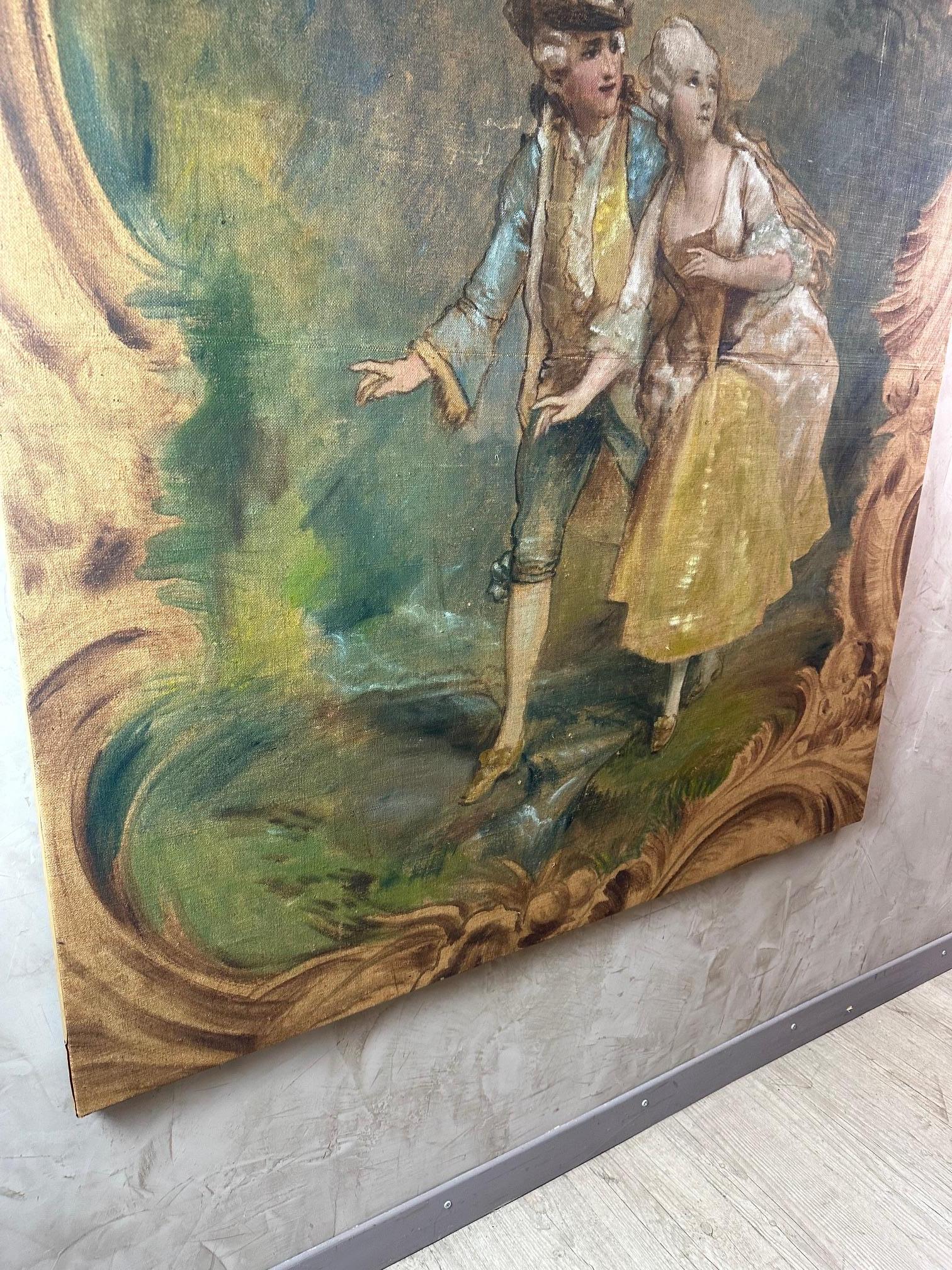 Fin du XIXe siècle Attribué à Theodore Levigne Huile sur toile, 1890s en vente 2