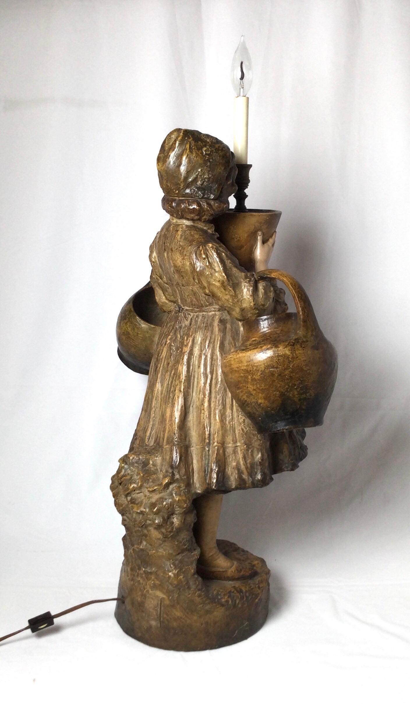 Late 19th Century Austrian Goldscheider Figure  Lamp For Sale 7