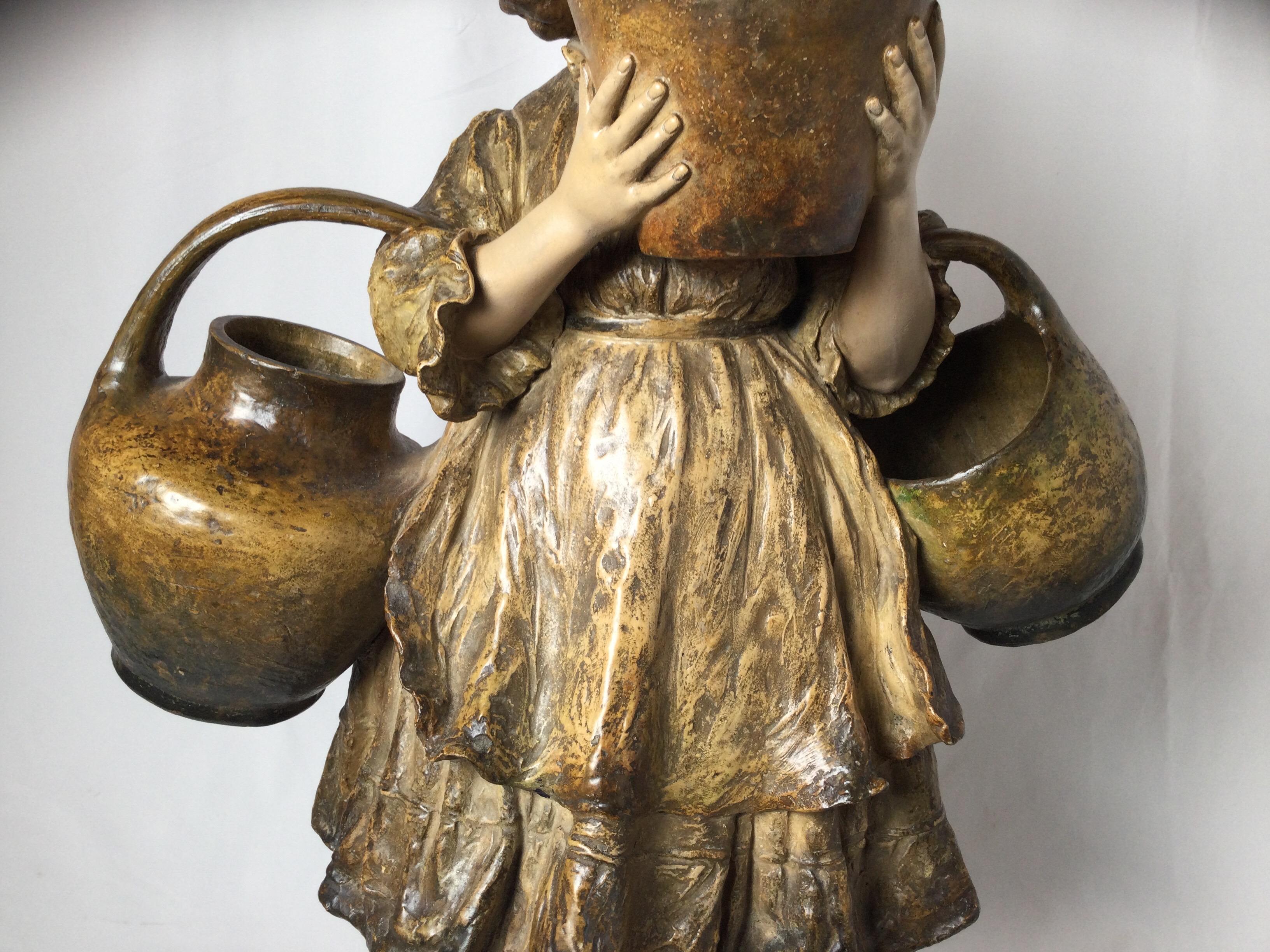 Victorien Figure autrichienne Goldscheider de la fin du 19ème siècle  Lampe en vente