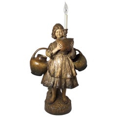 Late 19th Century Austrian Goldscheider Figure  Lamp