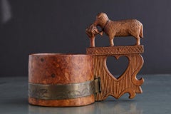 Late 19th Century Austrian Hand Carved Wooden Mug with Brass Band