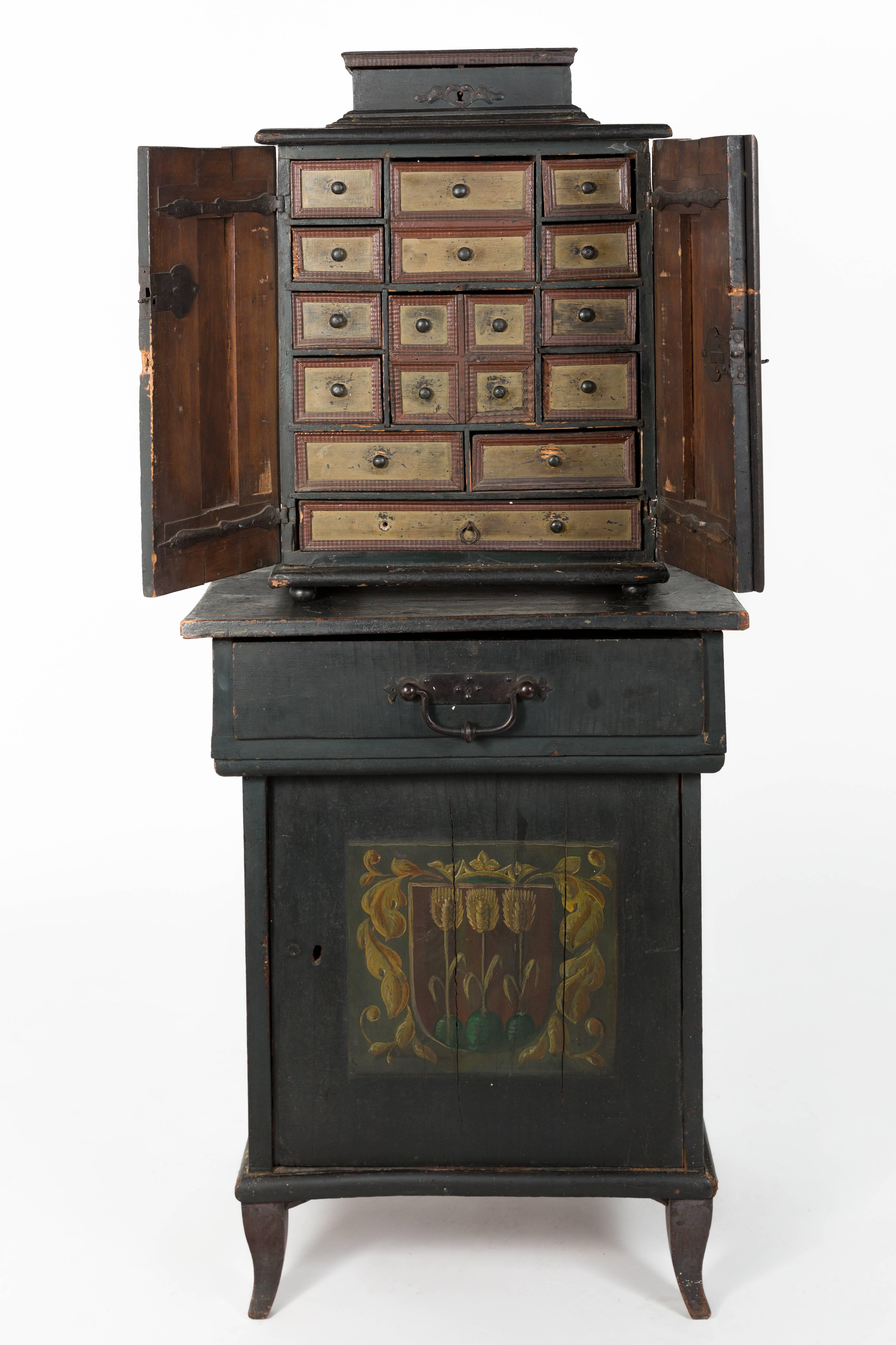 Country Late 19th Century Austrian Hand-Painted Cabinet