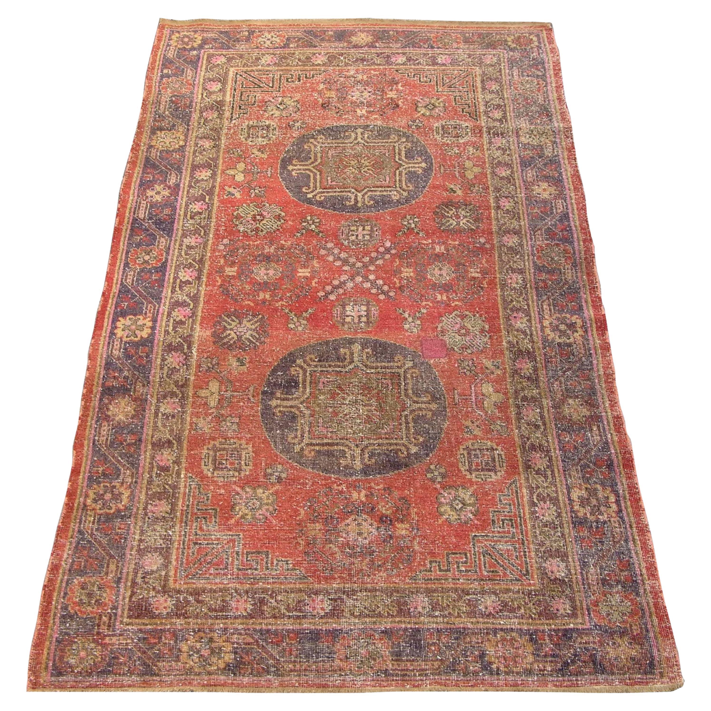 Authentischer Khotan-Samarkand-Teppich aus dem späten 19. im Angebot