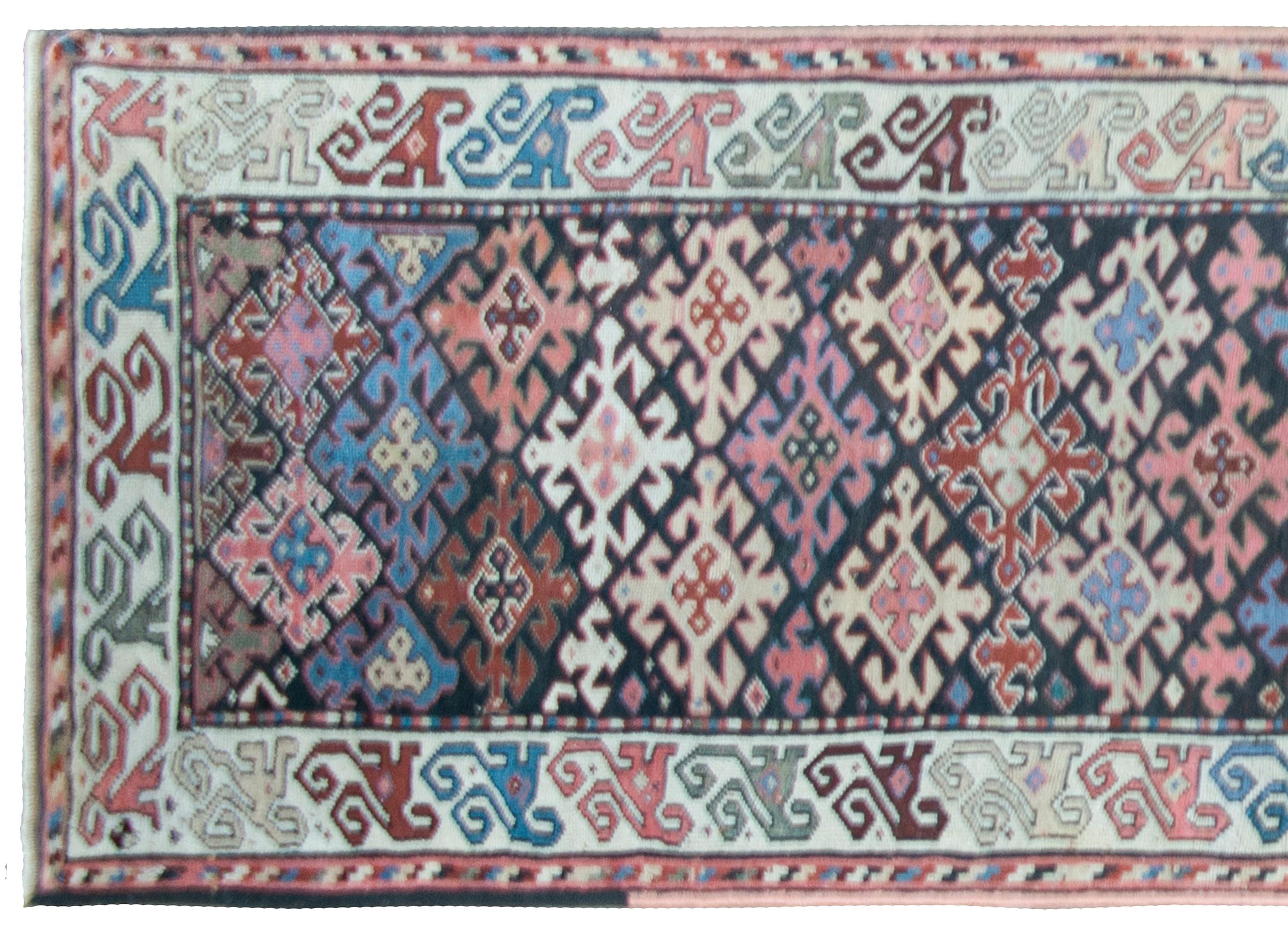 Late 19th Century Azerbaijani Kazak Runner For Sale 2