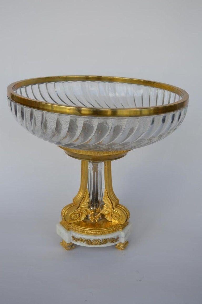 Late 19th Century large Baccarat D'ore bronze and glass center piece. Signed (Baccarat).
 
