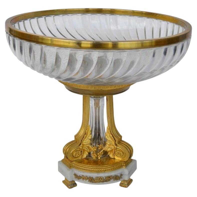 Baccarat D'ore Tafelaufsatz aus Bronze und Glas aus dem späten 19. Jahrhundert