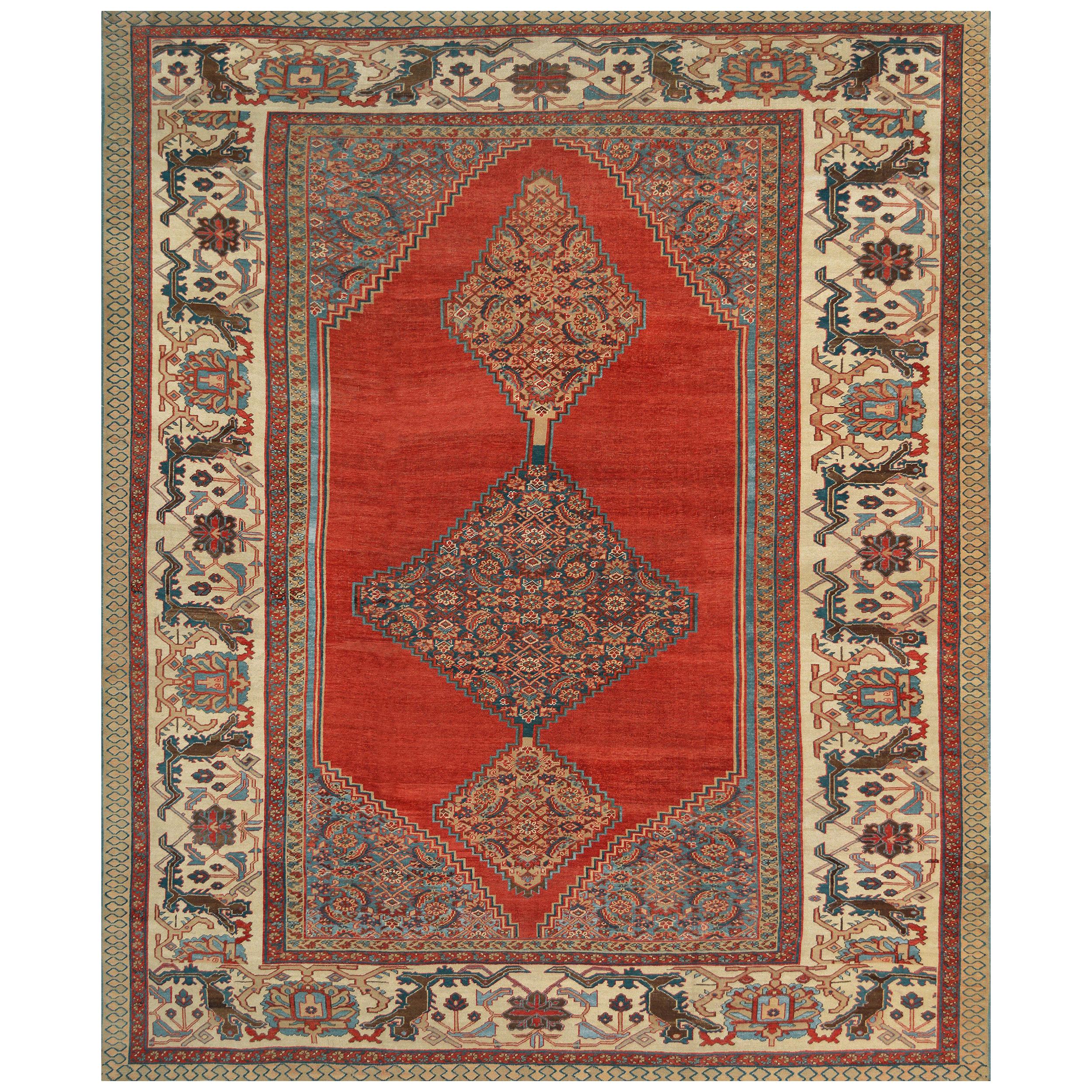 Hand-Woven Late 19th Century Wool Bakhshaish Rug