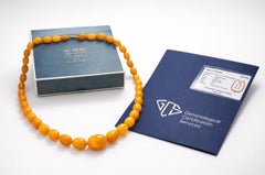 Antique Baltic Butterscotch Amber Bead 104g, 30mm Beads by Sac Frères, Certified