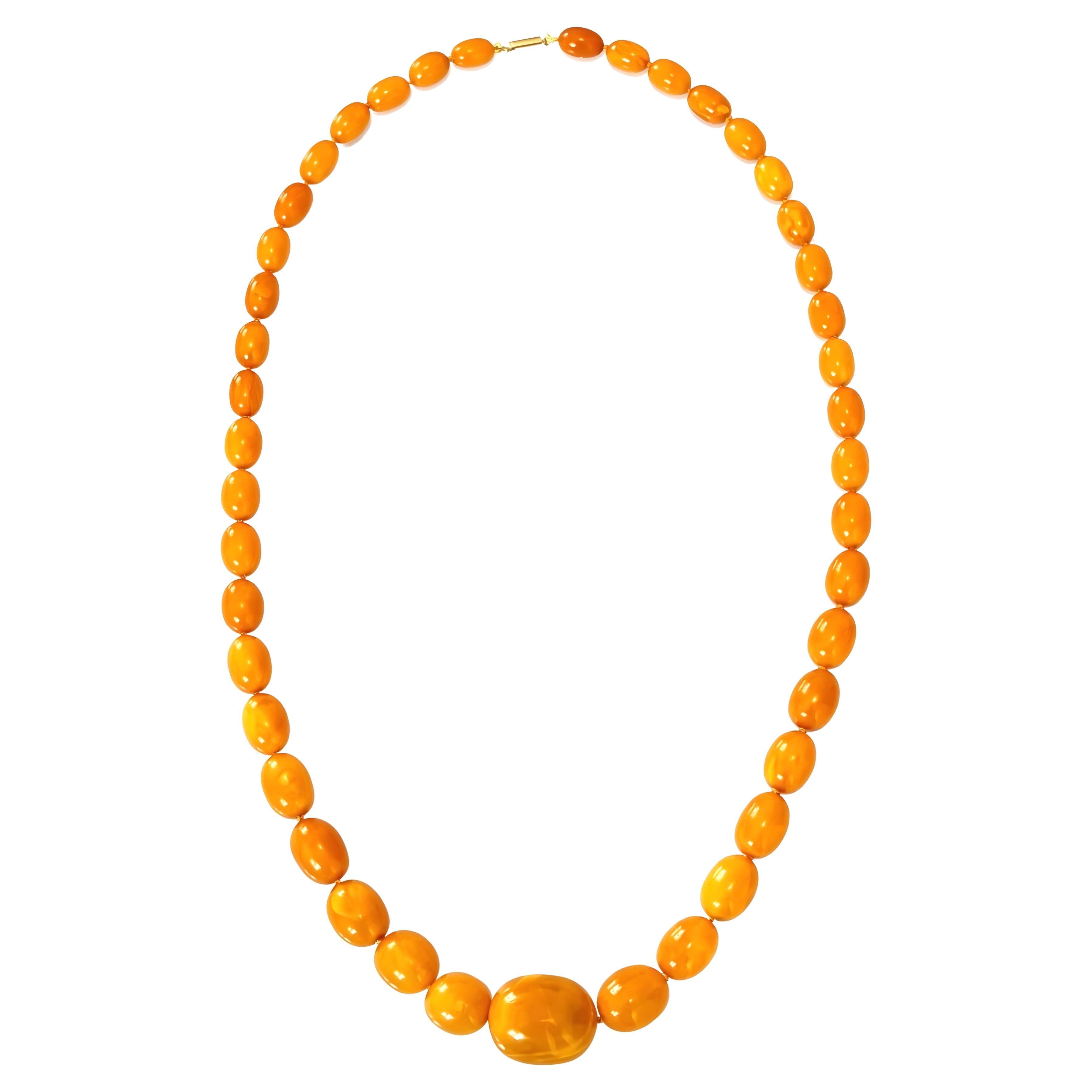 Collana di ambra baltica certificata antica, 104 g, perlina da 30 mm Sac Freres