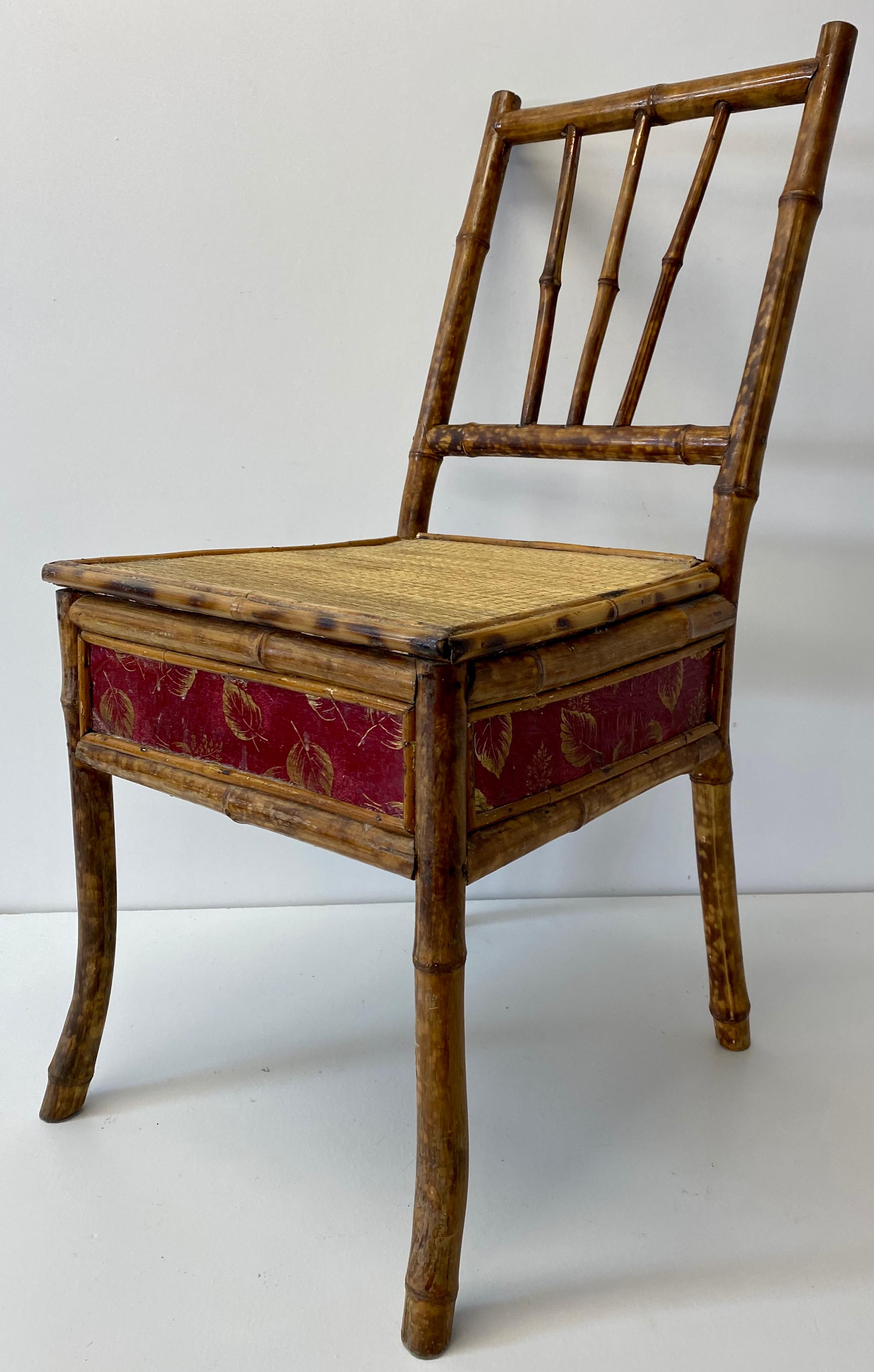 English Late 19th Century Bamboo & Cane Victorian Bedroom Chair, C.1890 For Sale