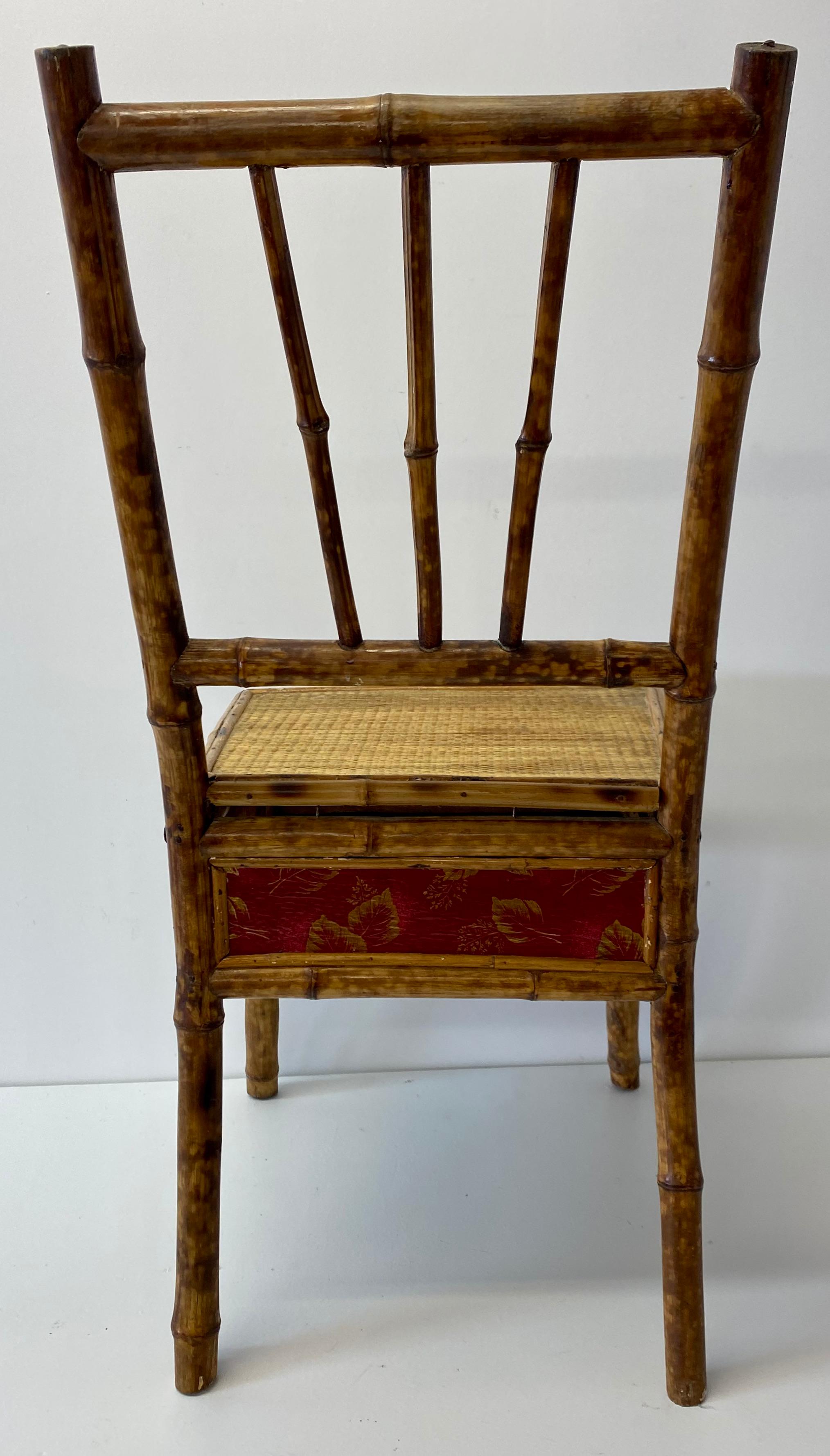 Hand-Crafted Late 19th Century Bamboo & Cane Victorian Bedroom Chair, C.1890 For Sale