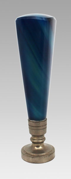 Sigillo di cera di agata a bande della fine del XIX secolo con Monogram gotico