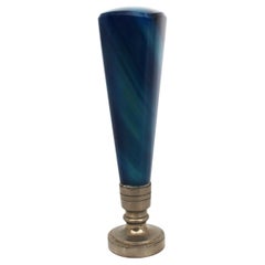 Late 19th Century Banded Agate Wax Seal with Gothic Monogram