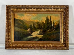 Paesaggio in stile Barbizon della fine del XIX secolo