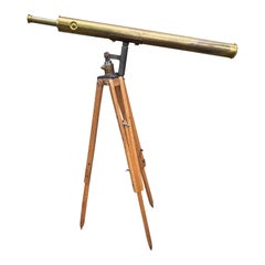 Antique Late 19th Century Bardou & Son Paris Brass Telescope with GB Trademark on Tripod