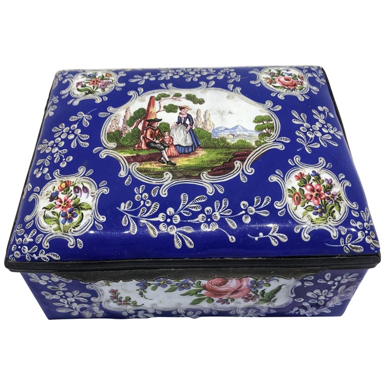 Late 19th Century Battersea Enamel Hinged Box by Samson For Sale at 1stDibs