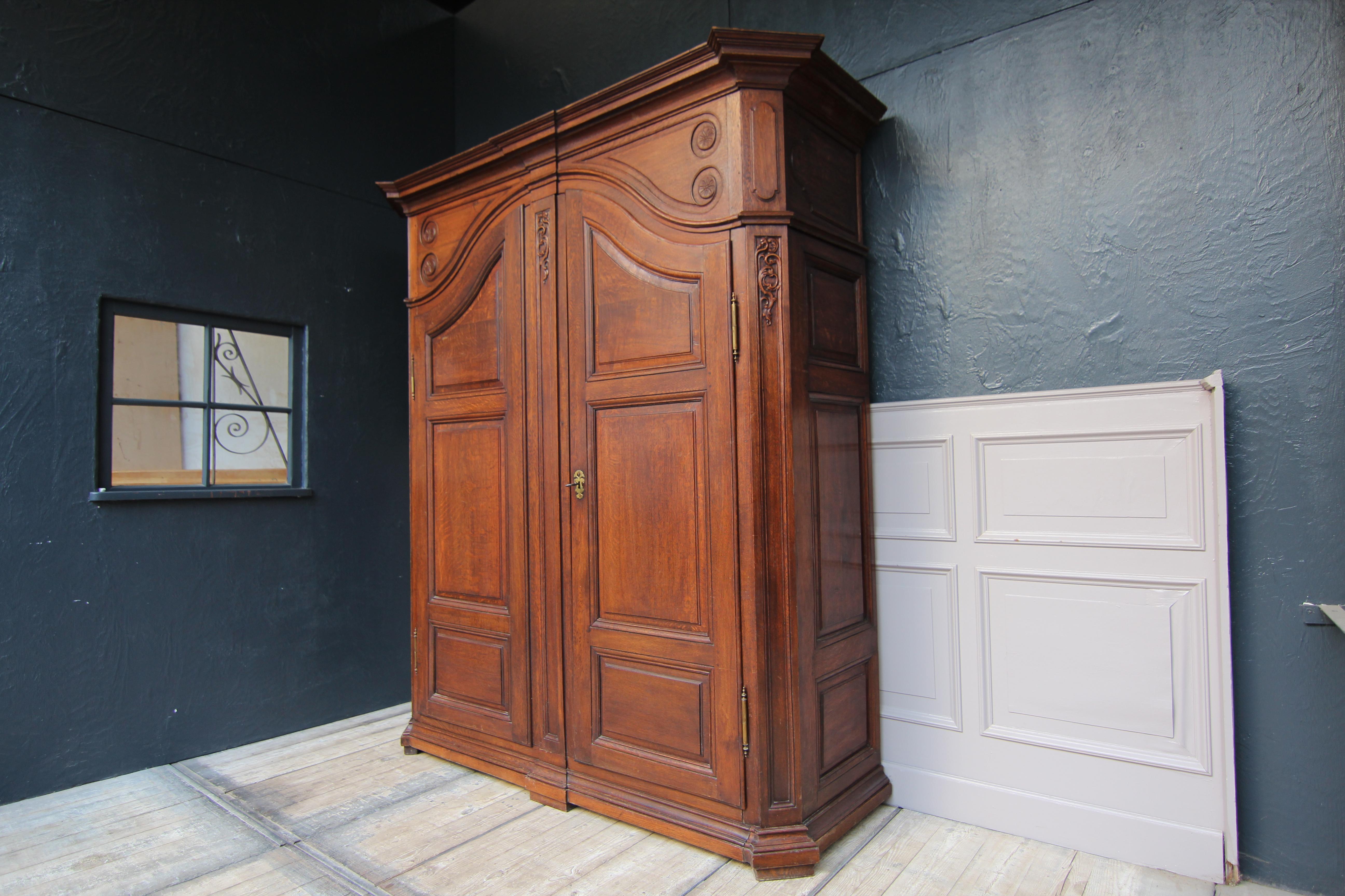 French Provincial Late 19th Century Belgian Oak Wardrobe or Cabinet