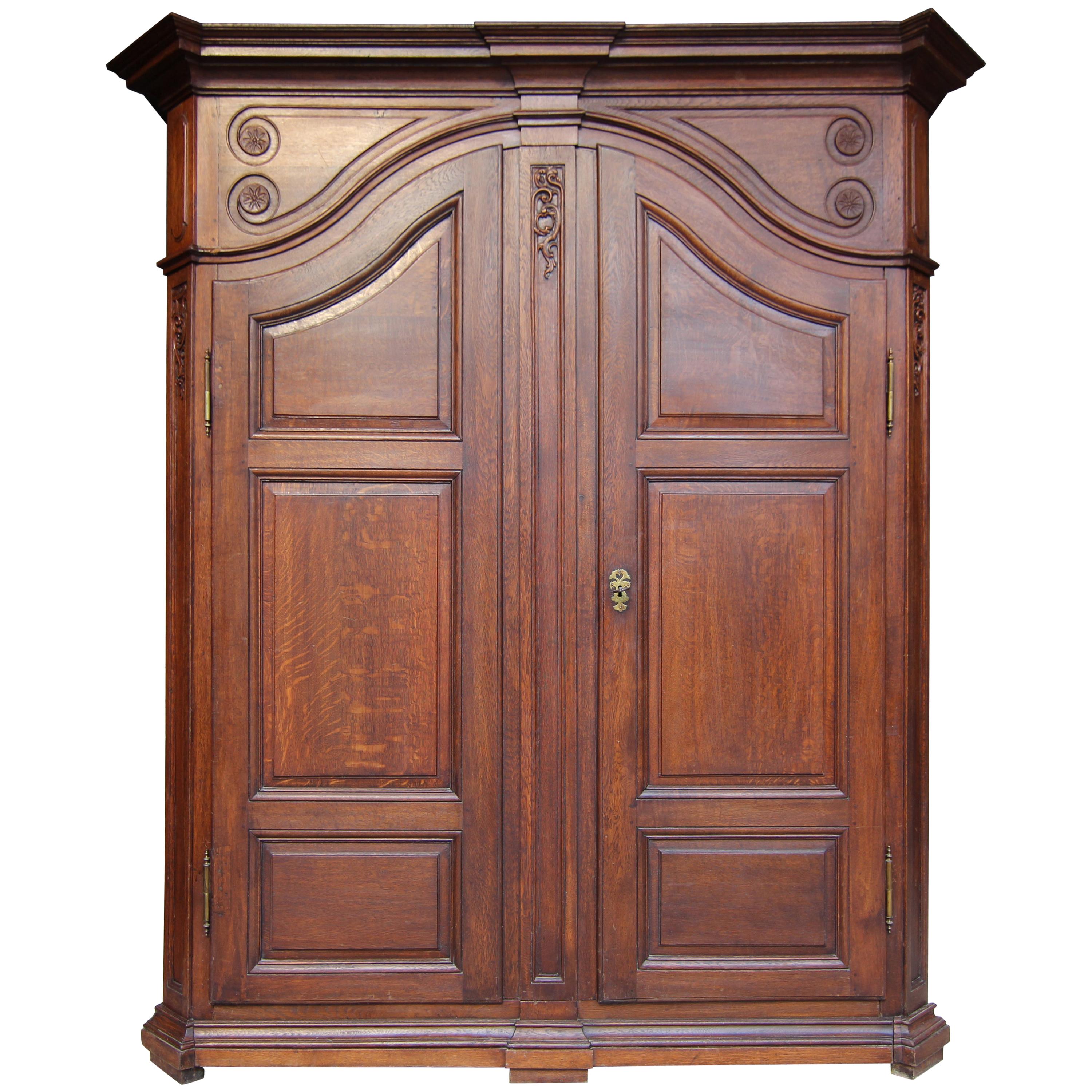 Late 19th Century Belgian Oak Wardrobe or Cabinet