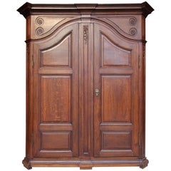 Antique Late 19th Century Belgian Oak Wardrobe or Cabinet